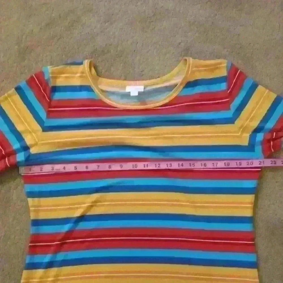 **NWT** LULAROE DEBBIE MULTI-COLORED STRIPED DRESS SIZE 2XL - Picture 7 of 8